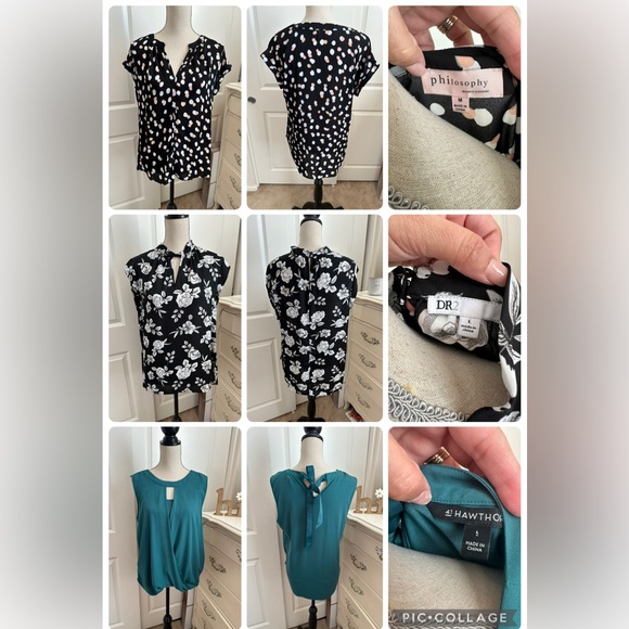 DR2 Tops - Bundle of Woman’s Tops Black and White Floral Blouse
